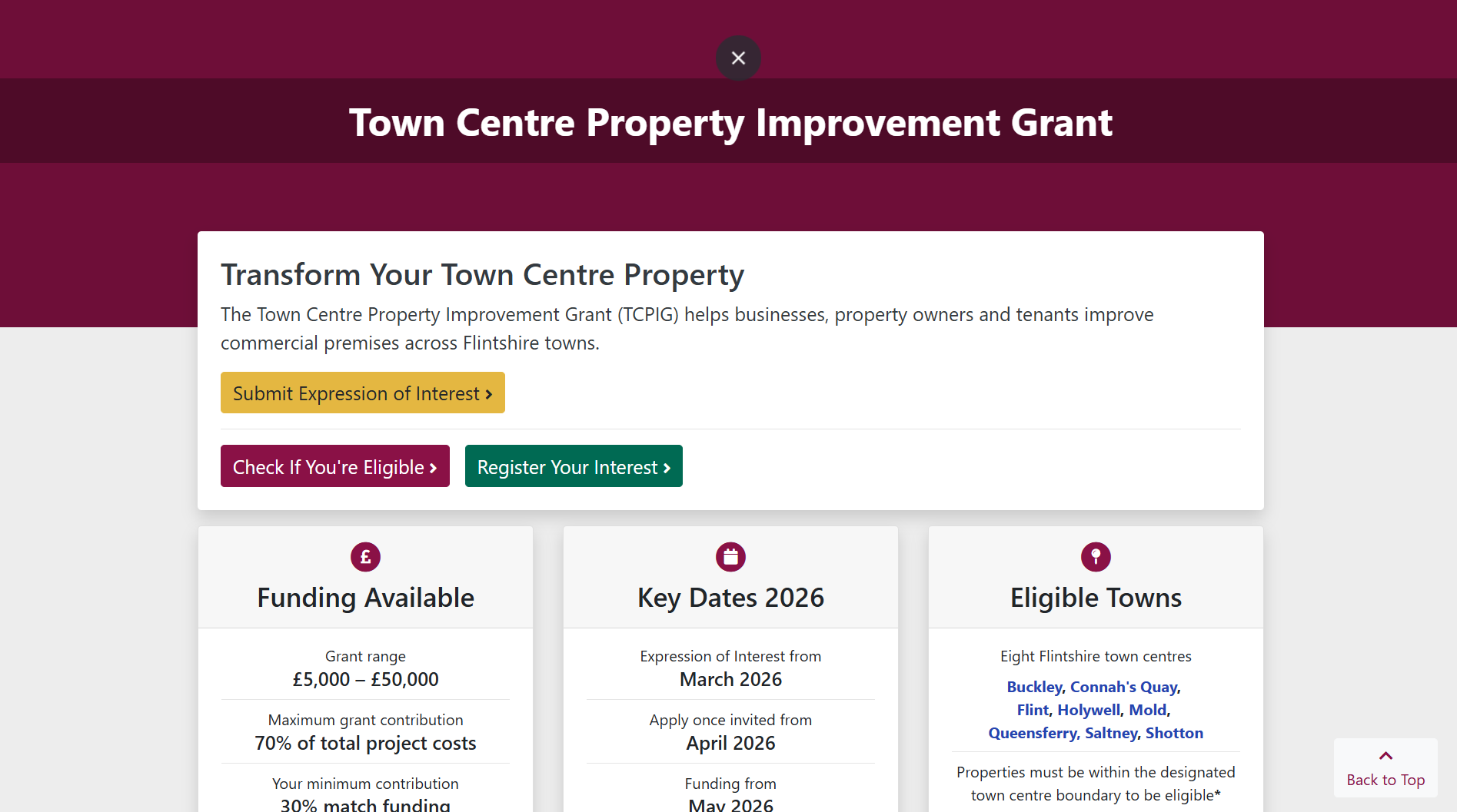Town Centre Property Improvement Grant